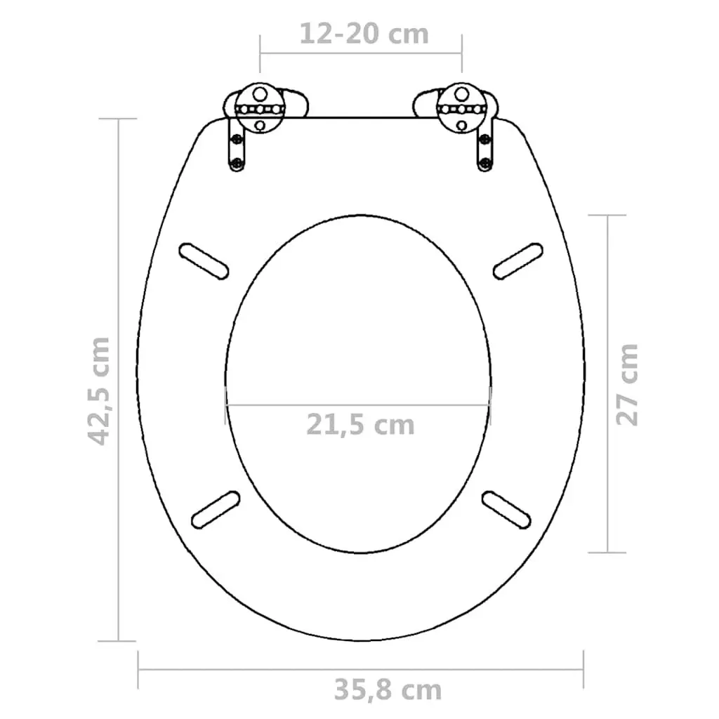 Toilet Seat Black MDF Adjustable Soft Close Lid Chrome Zinc Hinges Durable