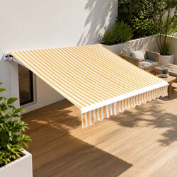 Awning Replacement Fabric Yellow White 3x2.5m UV Resistant Polyester Canvas