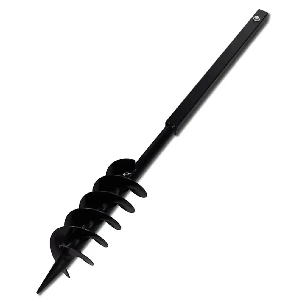 Ground Drill Auger Bit Black 100mm Double Spiral Handle Steel Soil Digging Planting