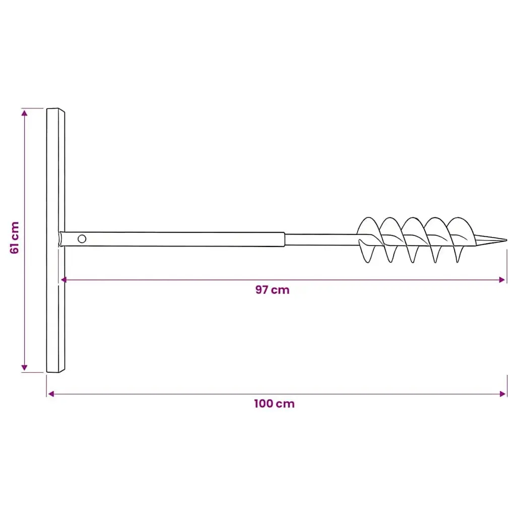 Ground Drill Auger Bit Black 100mm Double Spiral Handle Steel Soil Digging Planting