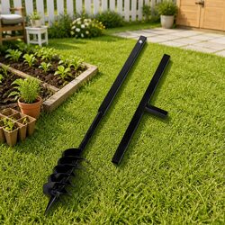 Ground Drill Auger 120mm Double Spiral Steel Handle Gardening Tool Soil Mix