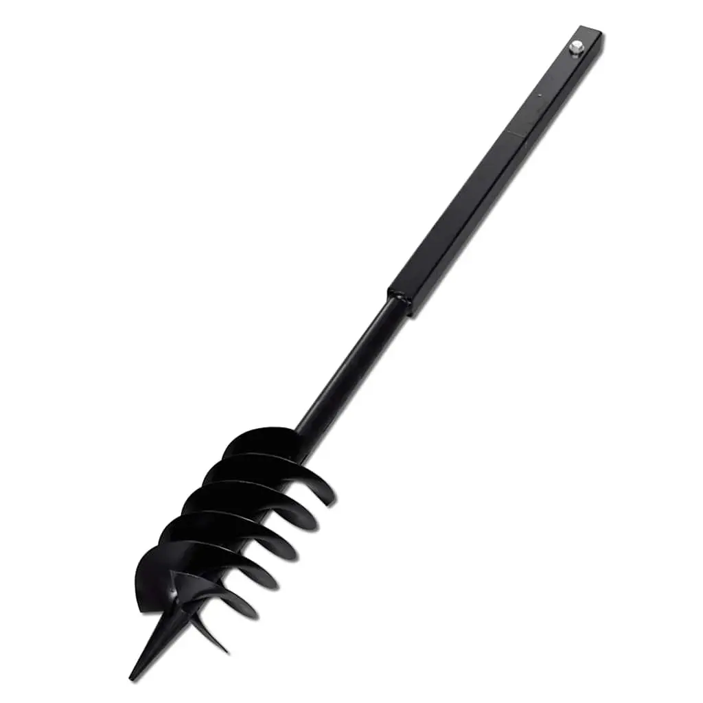 Ground Drill Auger Black 120mm Double Spiral Steel Handle Gardening Tool