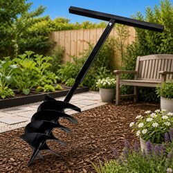 Ground Drill Auger Bit 200mm Three Spirals Steel Handle Gardening Digging Tool