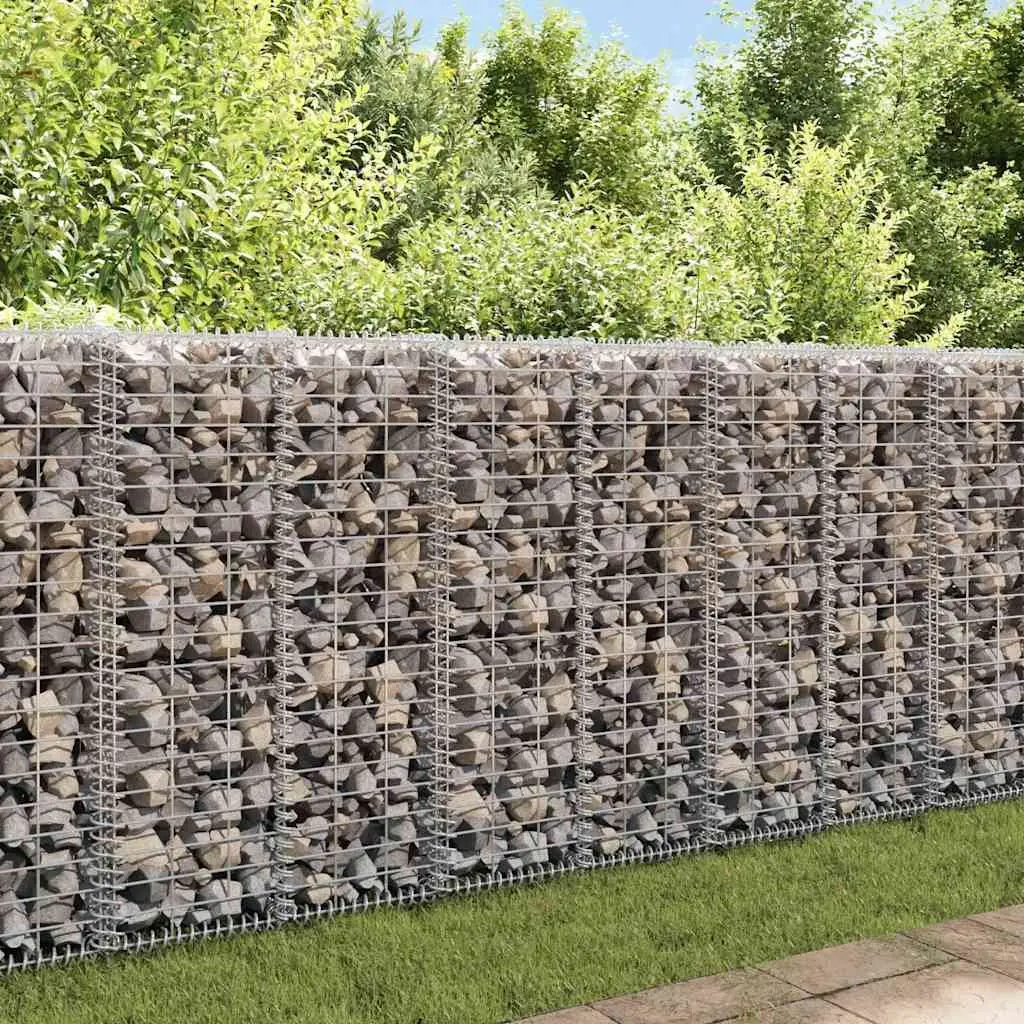 Gabion Basket Silver 100x30x30cm Galvanised Steel Mesh with Lids for Landscape Construction and Retaining Walls