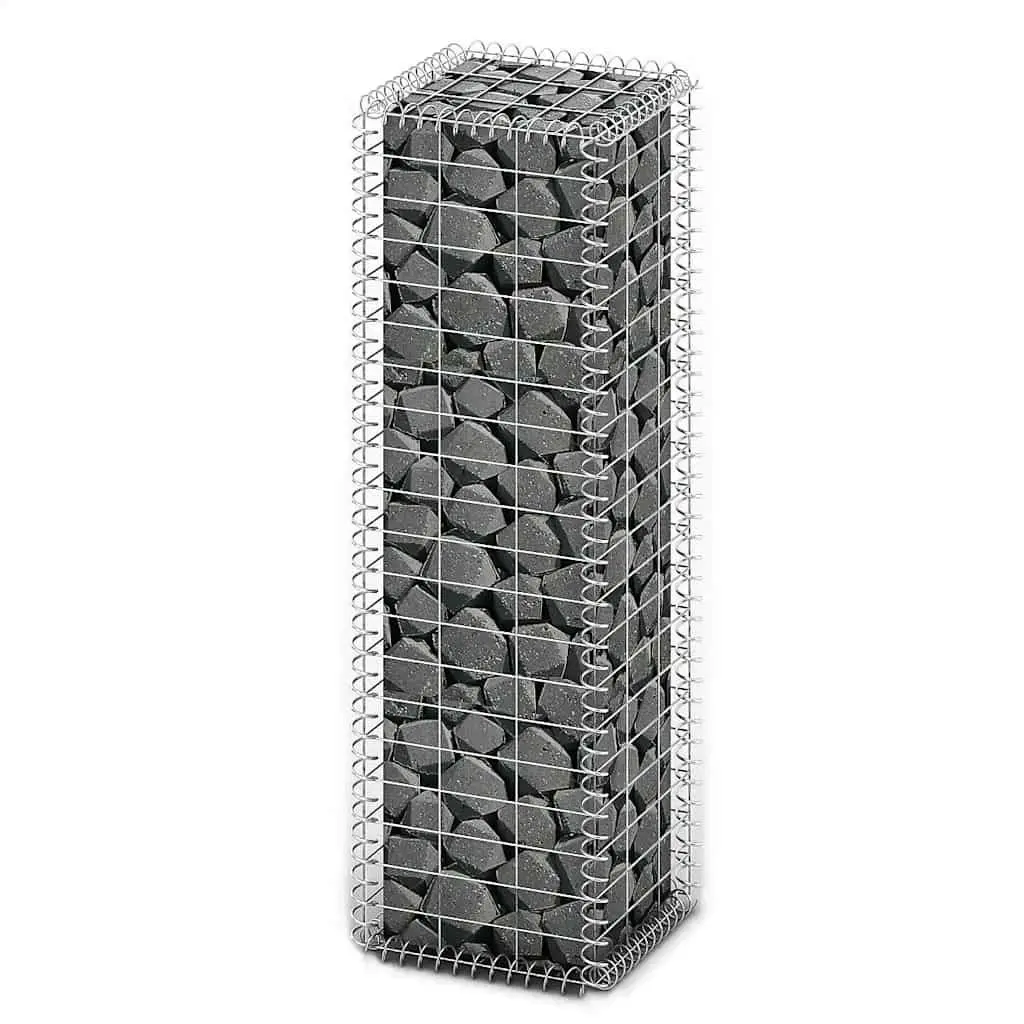 Gabion Basket Silver 100x30x30cm Galvanised Steel Mesh with Lids for Landscape Construction and Retaining Walls