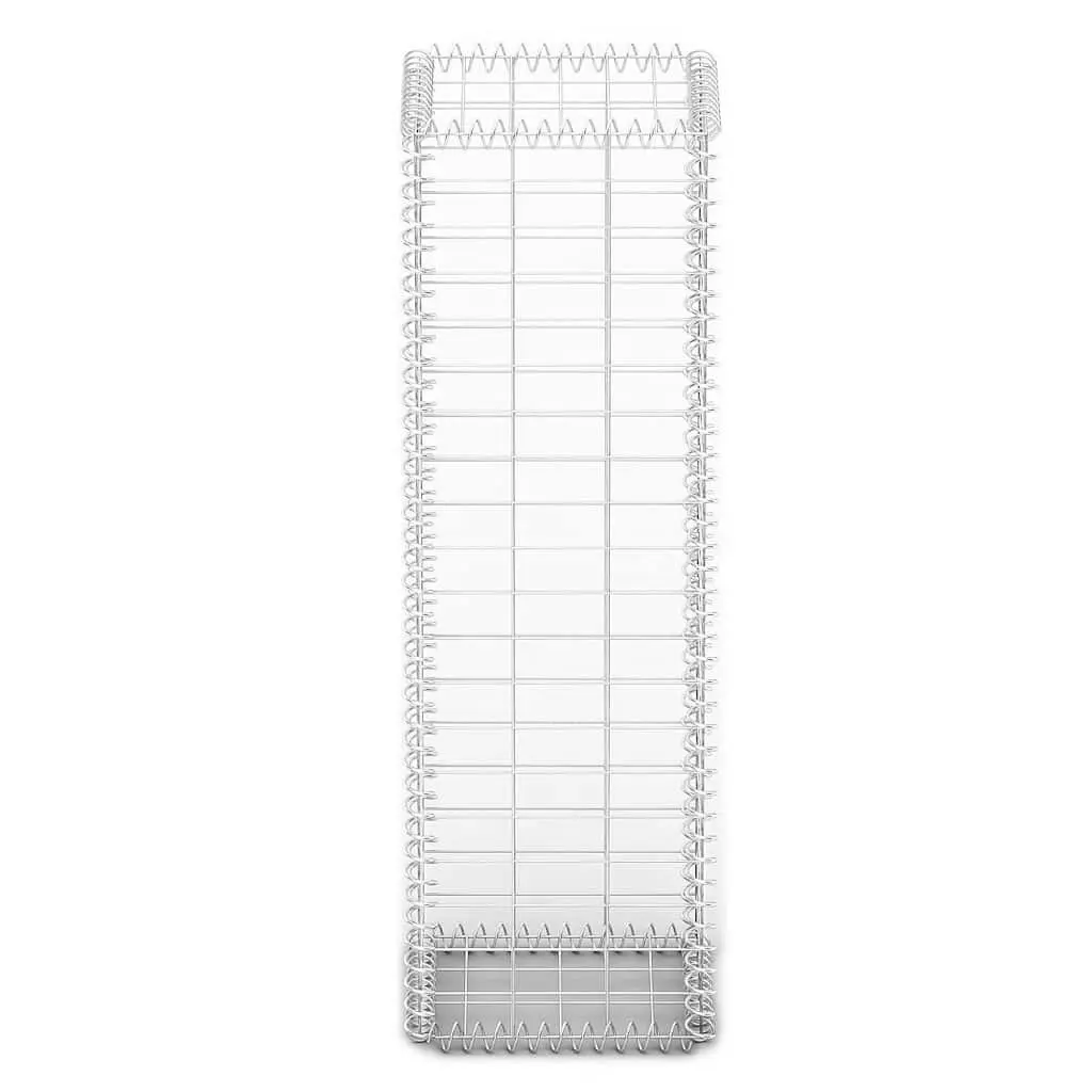 Gabion Basket Silver 100x30x30cm Galvanised Steel Mesh with Lids for Landscape Construction and Retaining Walls