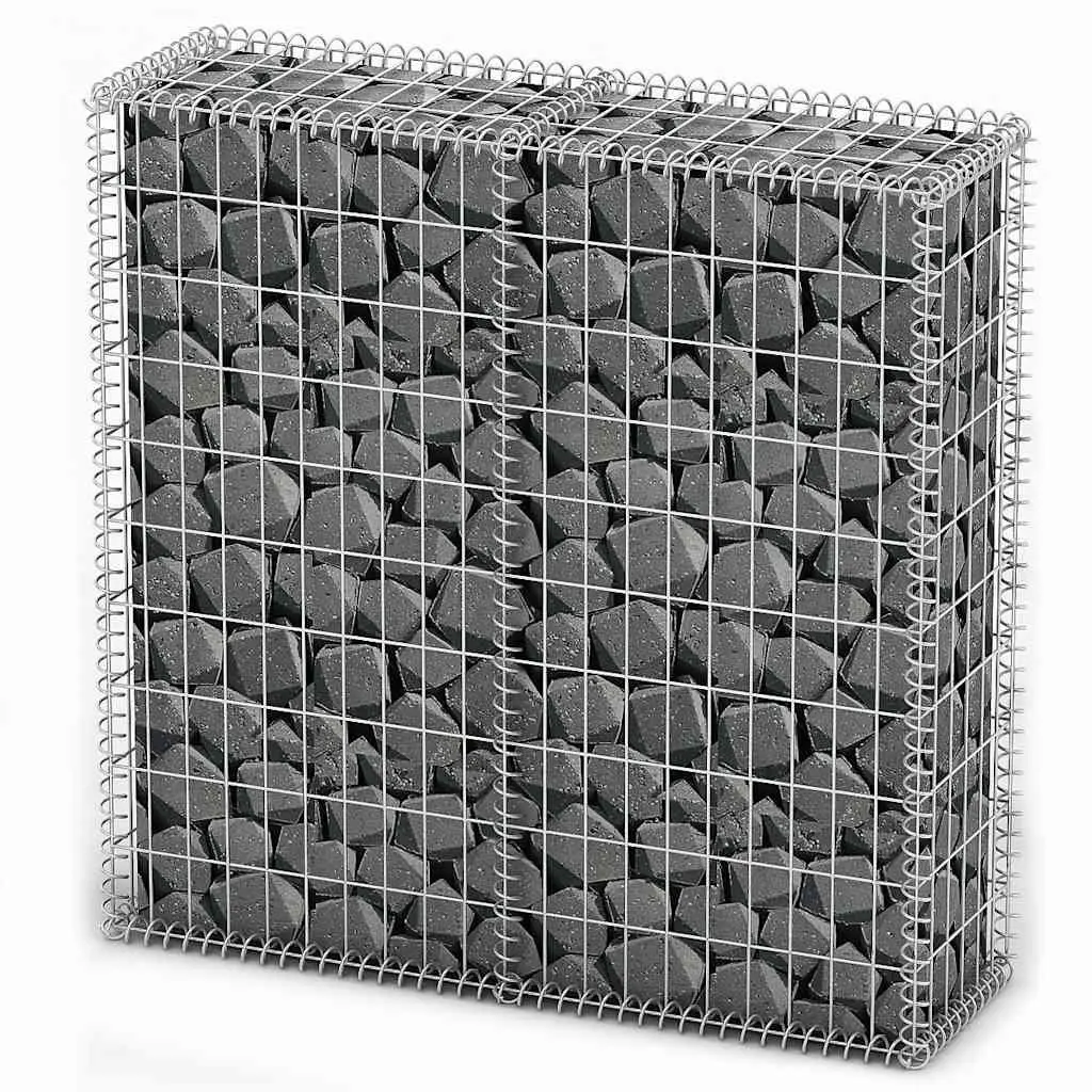 Gabion Basket with Lids 100 x 100 x 30 cm Galvanised Wire Fence Panel Retaining