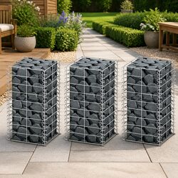 Gabion Basket Set 3 pcs Wire Mesh Retaining Wall Garden Fencing Landscape