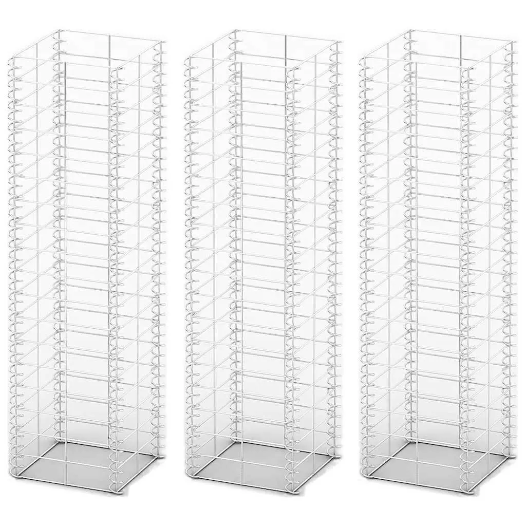 Gabion Basket Set Silver 25 x 25 x 100 cm Welded Wire Mesh for Retaining Wall Garden Landscape
