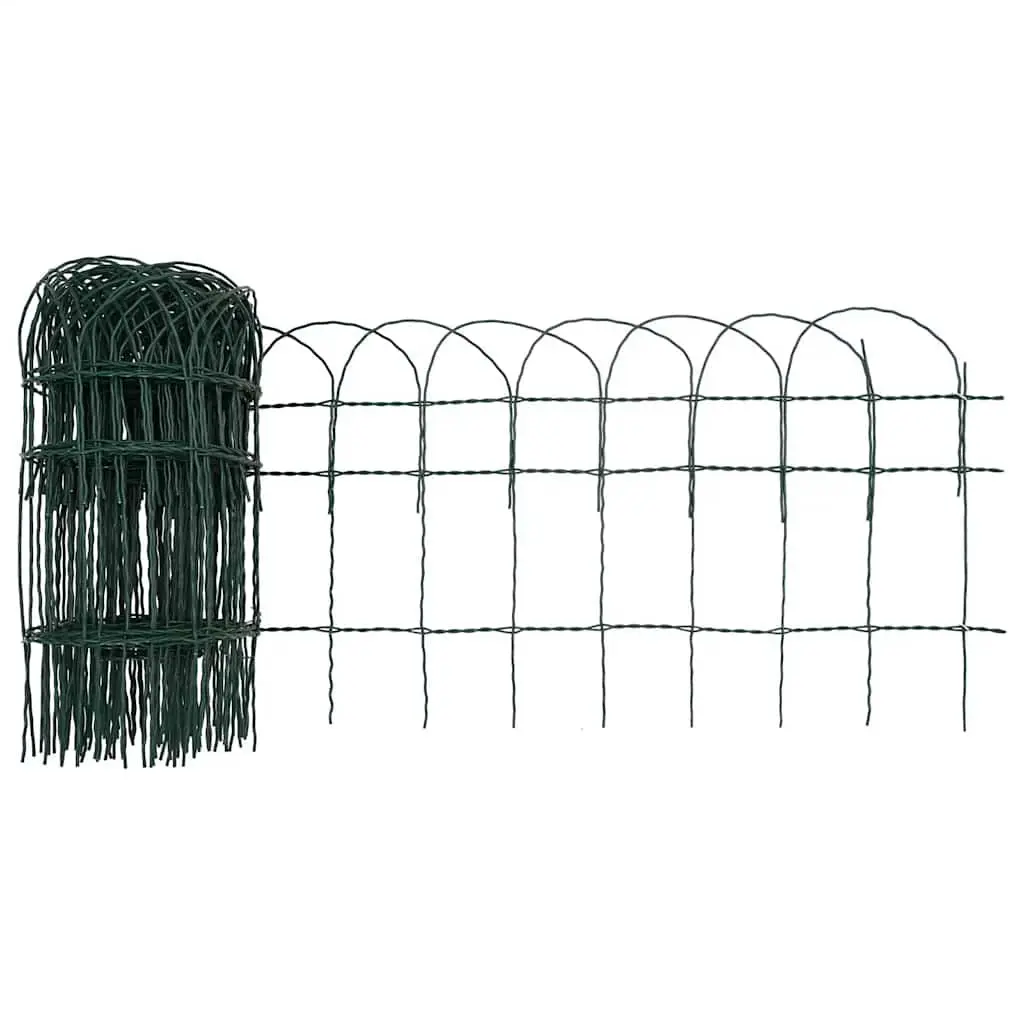 Garden Border Fence Green 25m Powder-coated Iron Outdoor Edging Lawn Protection