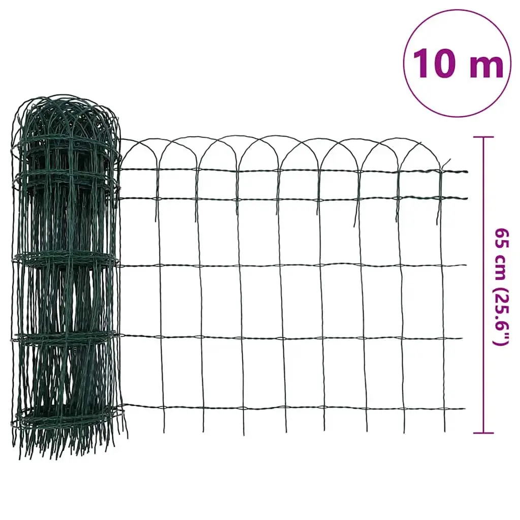 Garden Border Fence Edging Green 10m Powder-coated Iron Wire Decorative Barrier