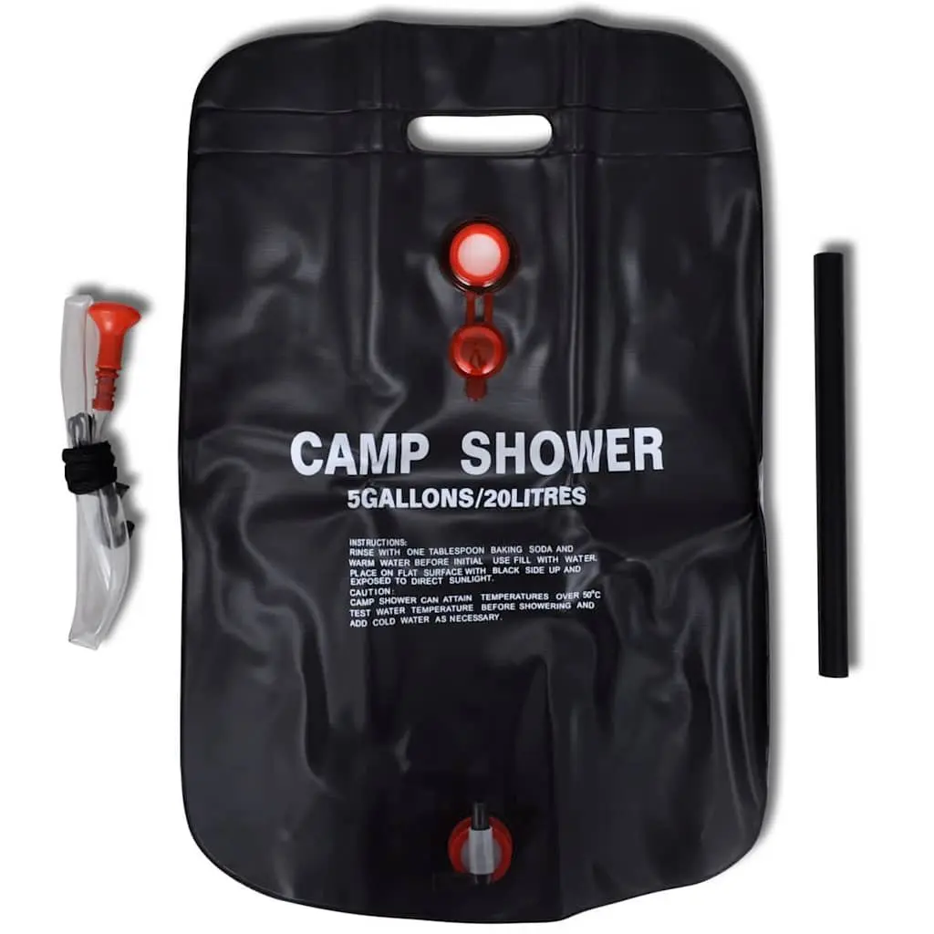 Portable Camp Shower 20L Black Solar Heating Outdoor Camping Hiking Water Bag