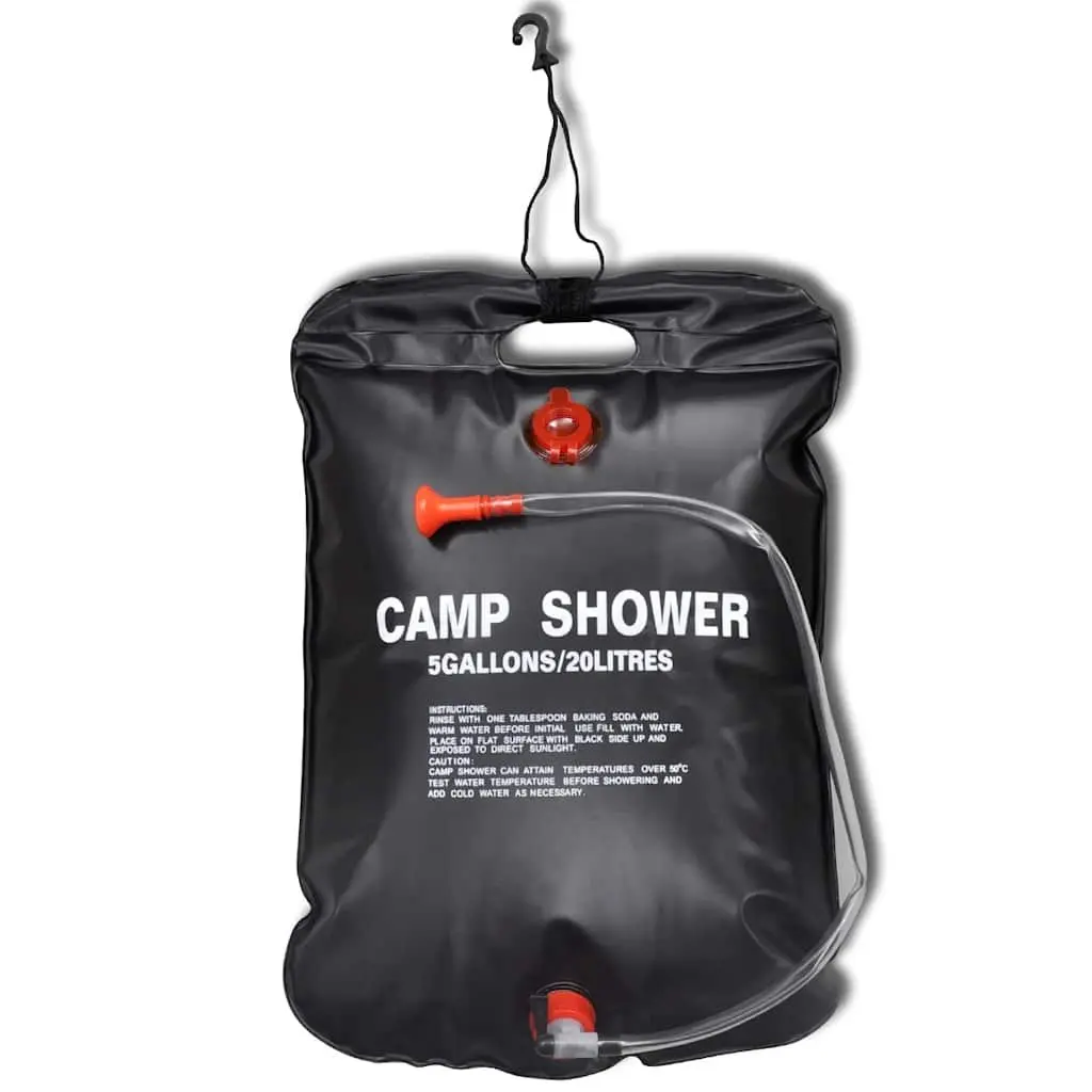 Portable Camp Shower 20L Black Solar Heating Outdoor Camping Hiking Water Bag