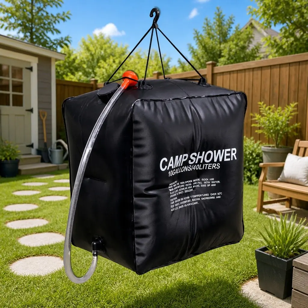 Solar Camp Shower 40L Outdoor Bath Portable Camping Hiking Water Bag Black