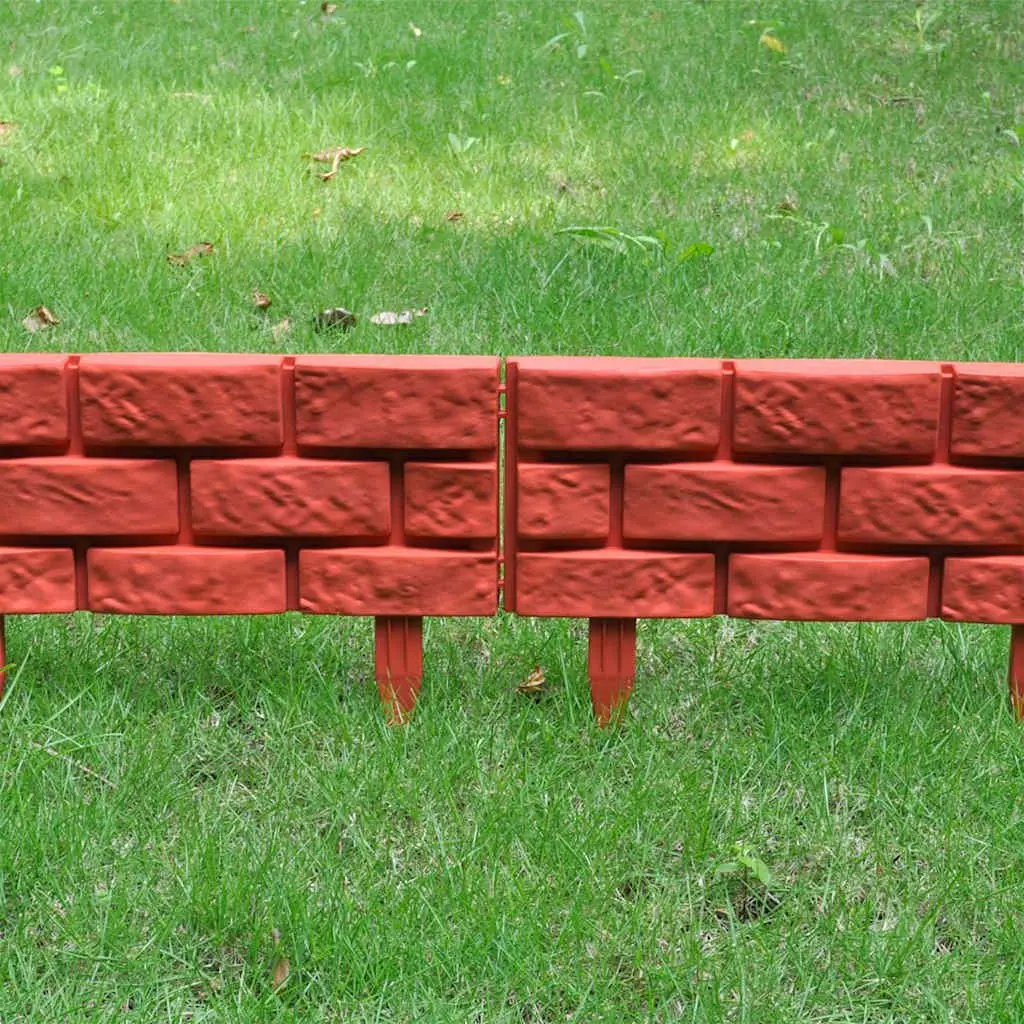 Garden Lawn Divider Edging Border Red 11 Piece Interconnectable Decorative Partition