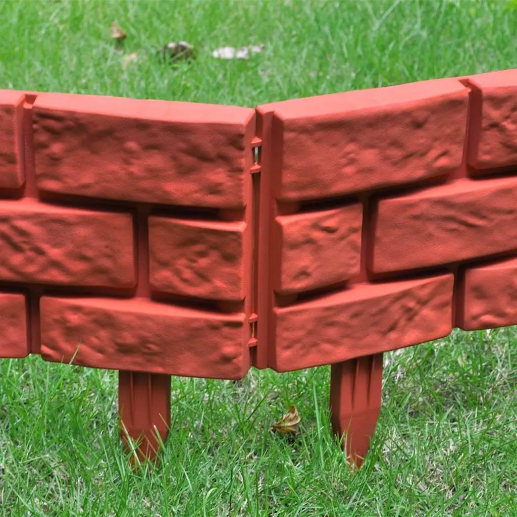 Garden Lawn Divider Edging Border Red 11 Piece Interconnectable Decorative Partition