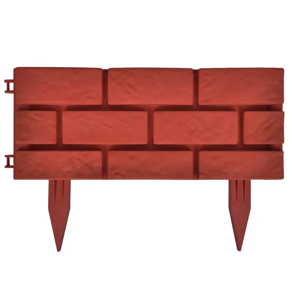 Garden Lawn Divider Edging Border Red 11 Piece Interconnectable Decorative Partition