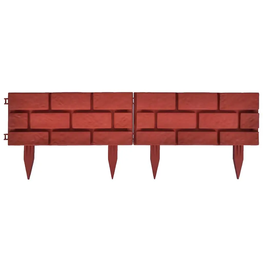 Garden Lawn Divider Edging Border Red 11 Piece Interconnectable Decorative Partition