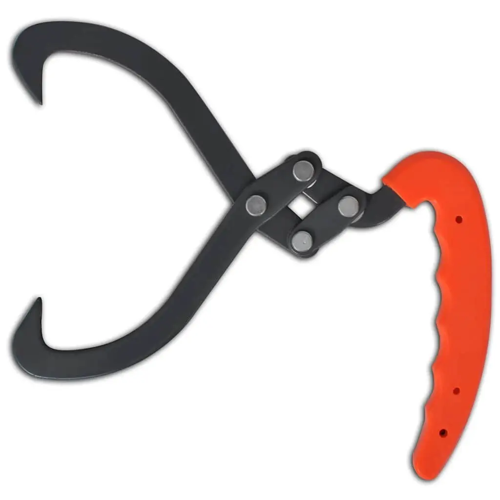 Log Tongs Silver Ergonomic Handle Sharp Hooks 4 Piece Wood Lifting Tool