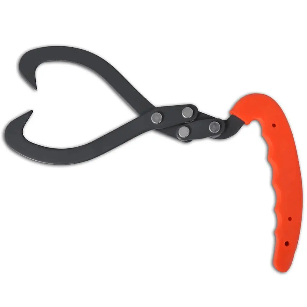 Log Tongs Silver Ergonomic Handle Sharp Hooks 4 Piece Wood Lifting Tool