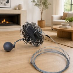 Round Chimney Cleaning Brush 20cm Diameter Durable Cleaner Tool with Chain Ball