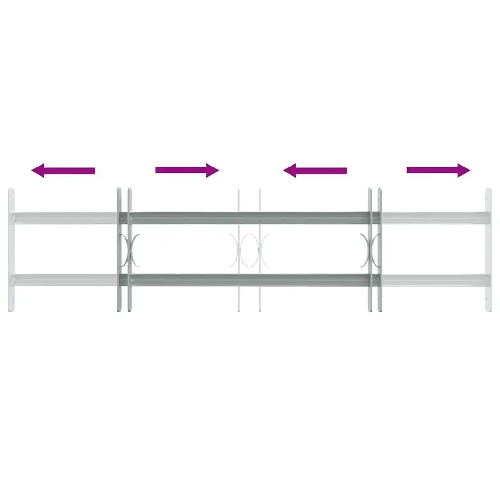 Security Grille Silver 700-1050 mm Adjustable Width Solid Galvanised Steel 2 Crossbars