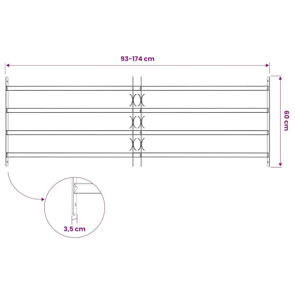 Security Grille Silver Adjustable 1000-1500mm 4 Crossbars