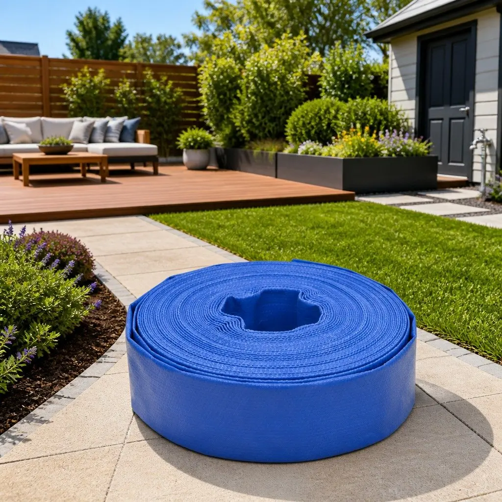Flat Hose 25m 2 Inch PVC Water Hose Reinforced Lightweight Flexible for Pump Installation