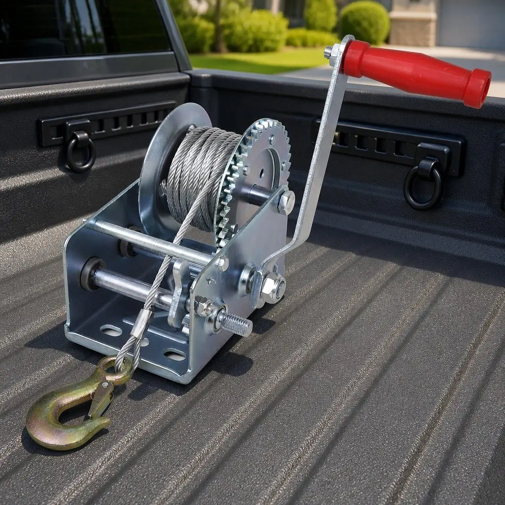 Hand Winch Heavy Duty 1130kg Iron Construction 10m Cable Dual-Axis Handle