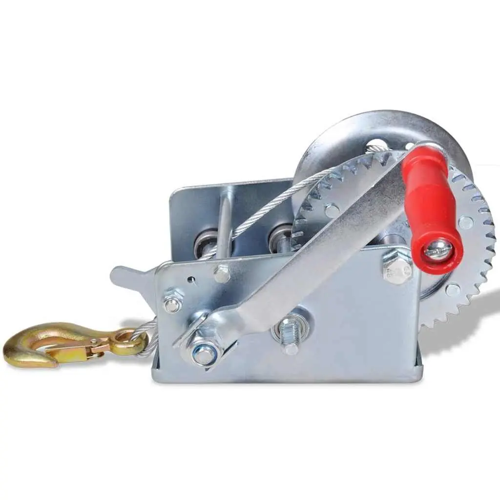 Hand Winch Heavy Duty 1130kg Iron Construction 10m Cable Dual-Axis Handle