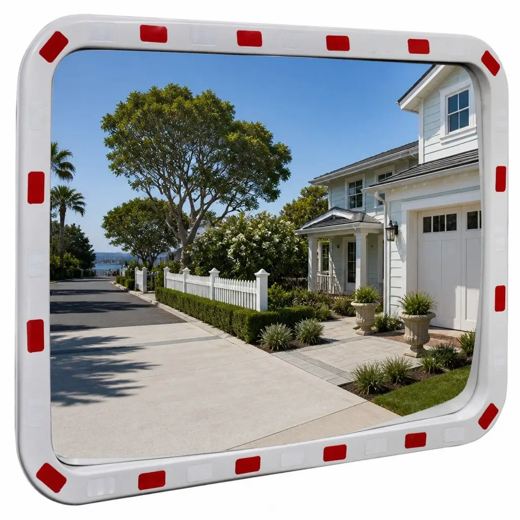 Convex Traffic Mirror Rectangular 60 x 80 cm Shatter-proof Outdoor Road Safety Reflector