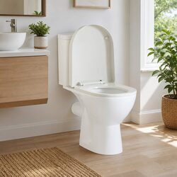 White Square Toilet Seat with Soft-Close Lid for Standard Bowls