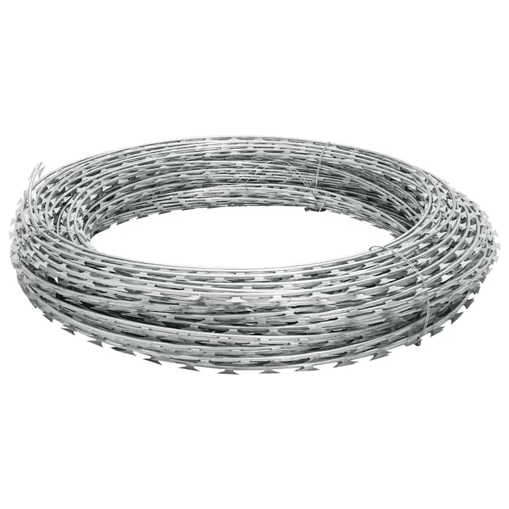 Concertina Razor Wire Silver Galvanised Steel 150m Coil Barbed Security Fence