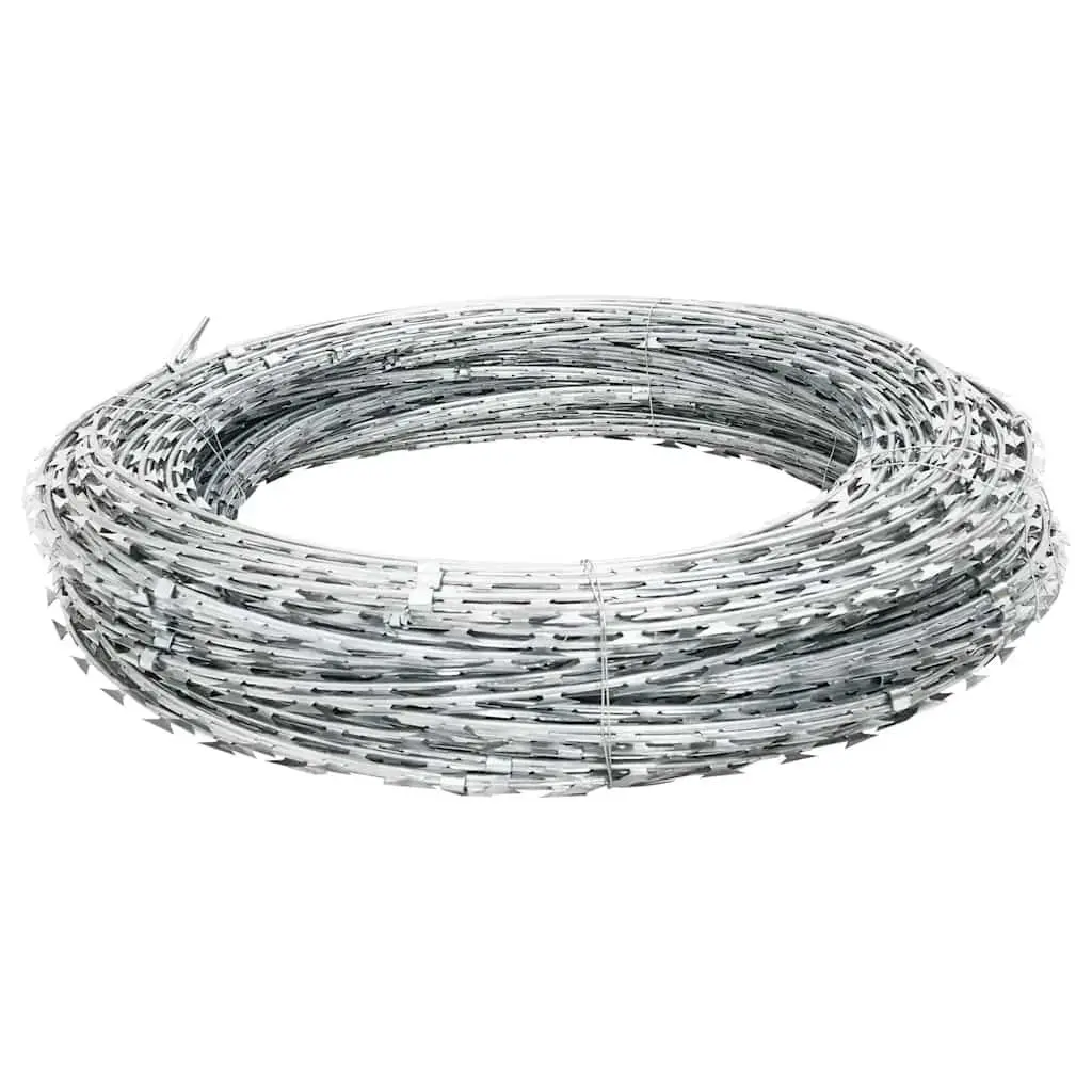 Razor Wire Clipped Concertina Coil 60m Galvanised Steel Security Fence Barrier