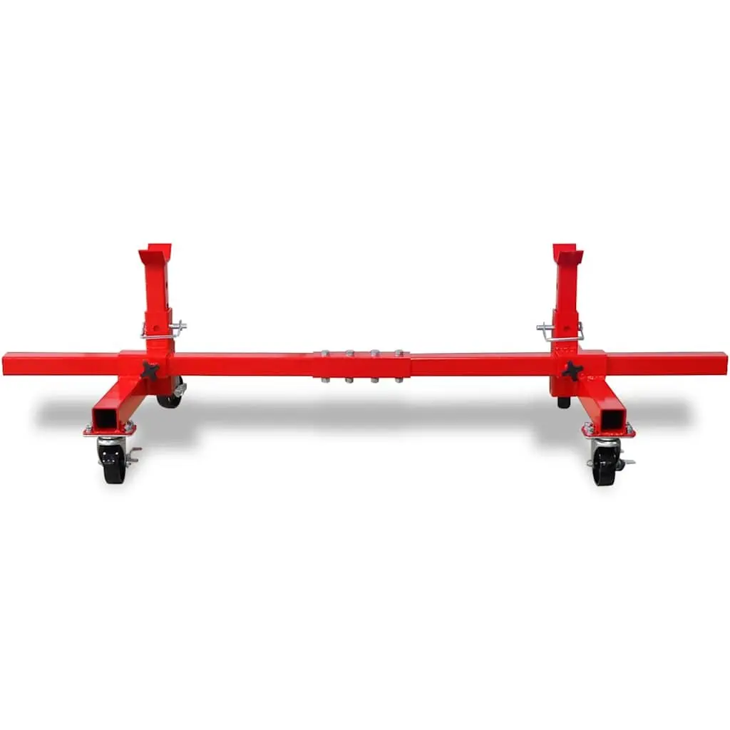 Mobile Axle Stand Red Adjustable Height Heavy Duty Vehicle Support Swivel