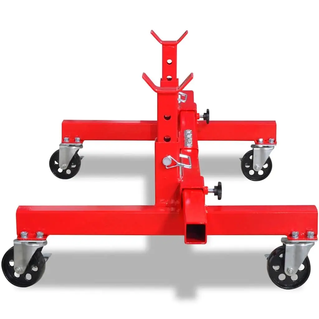 Mobile Axle Stand Red Adjustable Height Heavy Duty Vehicle Support Swivel