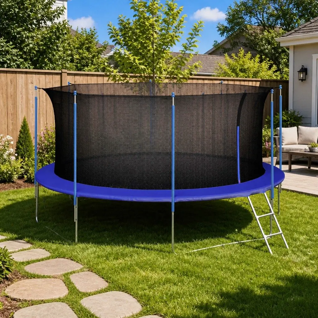 Safety Net for 4.57m Round Trampoline Black Weatherproof Replacement Enclosure