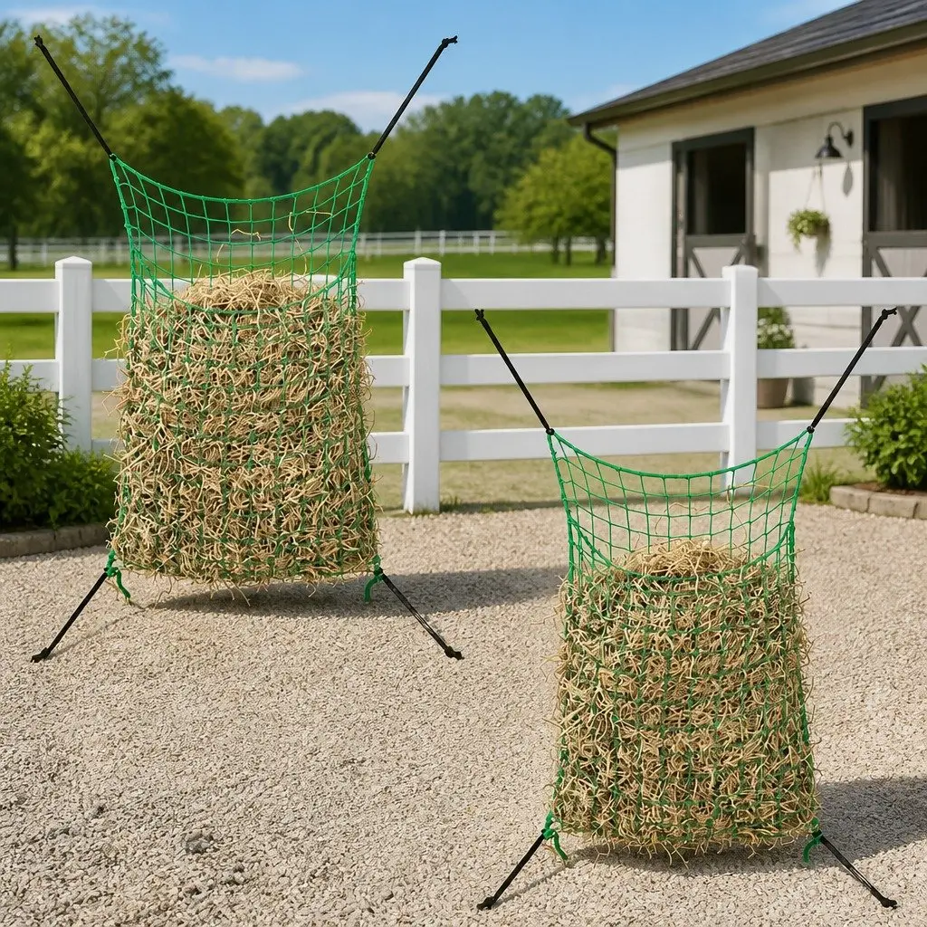 Hay Nets Green Rectangular 0.9x1.5m Finely-woven Mesh Slow Feeding