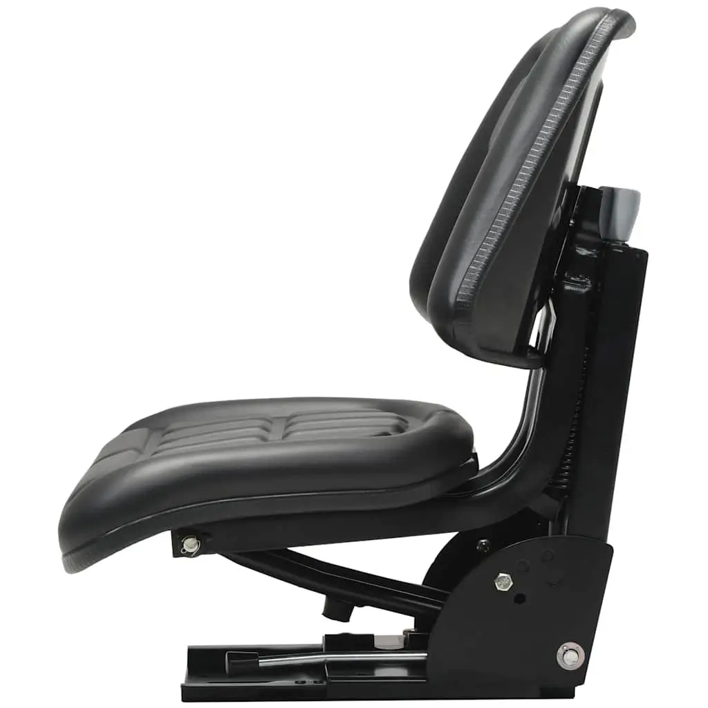 Tractor Seat Black Steel Frame Water-Resistant PVC Padded with Suspension