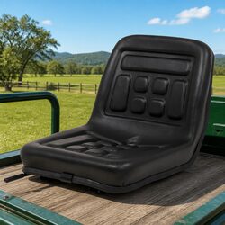 Universal Tractor Seat Black Padded Backrest Sliding Tracks Outdoor Equipment