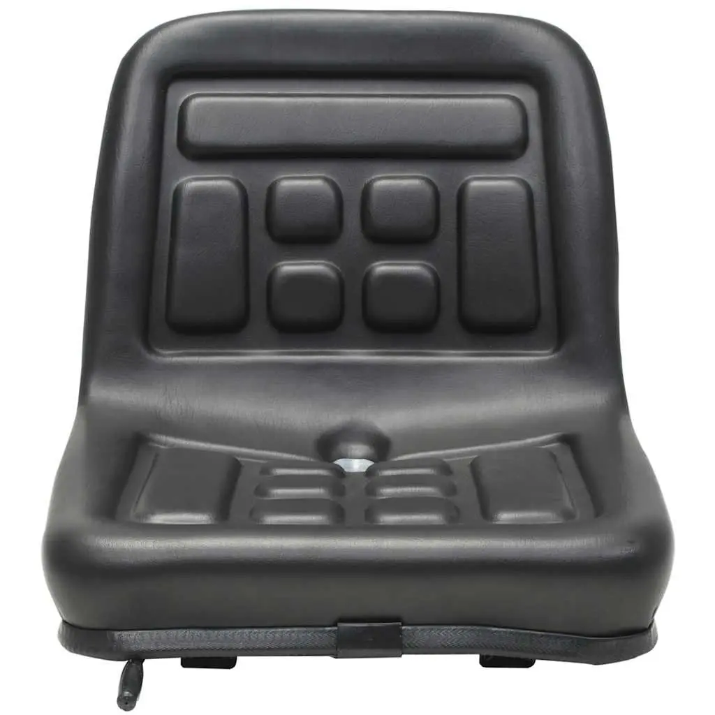 Universal Black Tractor Seat Water-Resistant Padded Backrest Steel Frame Sliding Tracks 150mm Adjustment