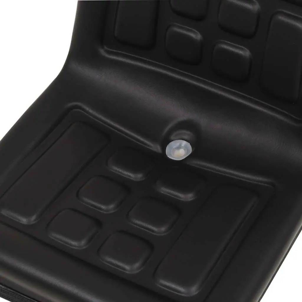 Universal Black Tractor Seat Water-Resistant Padded Backrest Steel Frame Sliding Tracks 150mm Adjustment