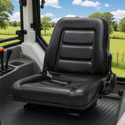 Tractor Forklift Seat Adjustable Backrest Black Padded Heavy Duty Work Equipment