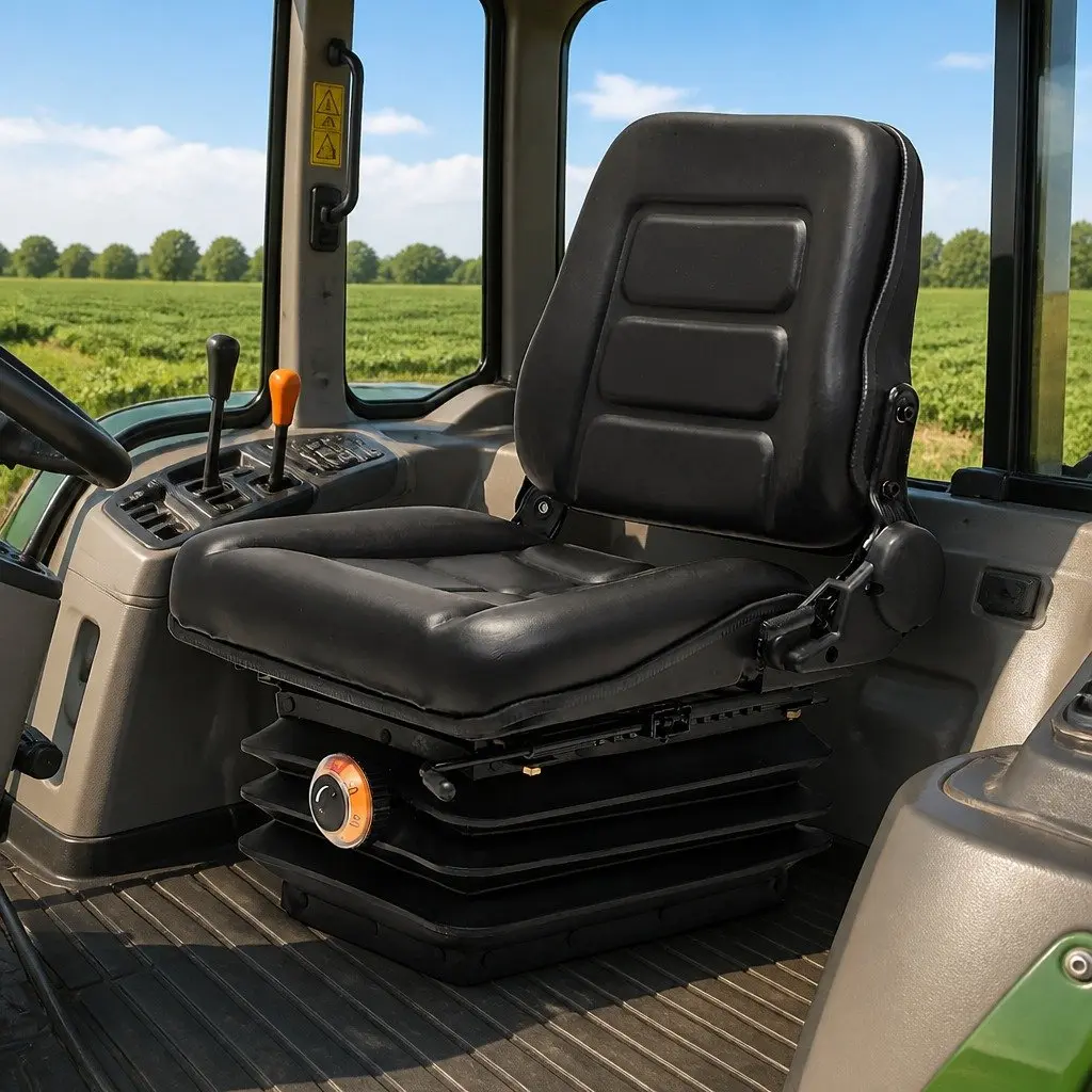 Tractor Seat Black Heavy Duty Suspension Adjustable Backrest