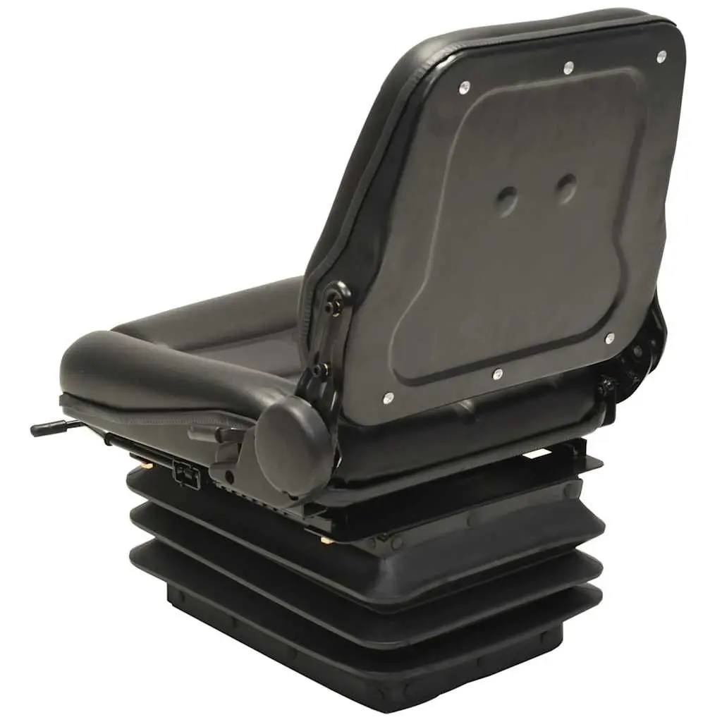 Tractor Seat Black Heavy Duty Suspension Adjustable Backrest