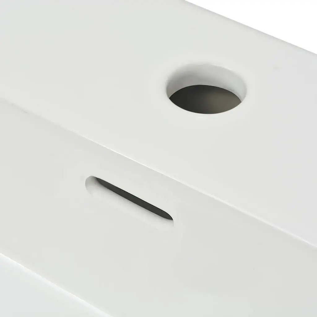 Ceramic Bathroom Sink White 51.5x38.5x15cm Glazed Surface with Overflow and Pre-drilled Faucet Hole