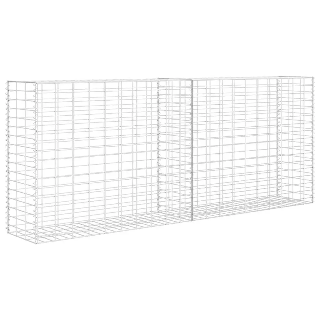 Gabion Basket Silver 85 x 30 x 200 cm Galvanised Steel Construction for Retaining Wall Garden Barrier