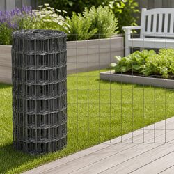 Steel Euro Fence Panel 10x0.8m Garden Fencing Barrier Poultry Protection Grey