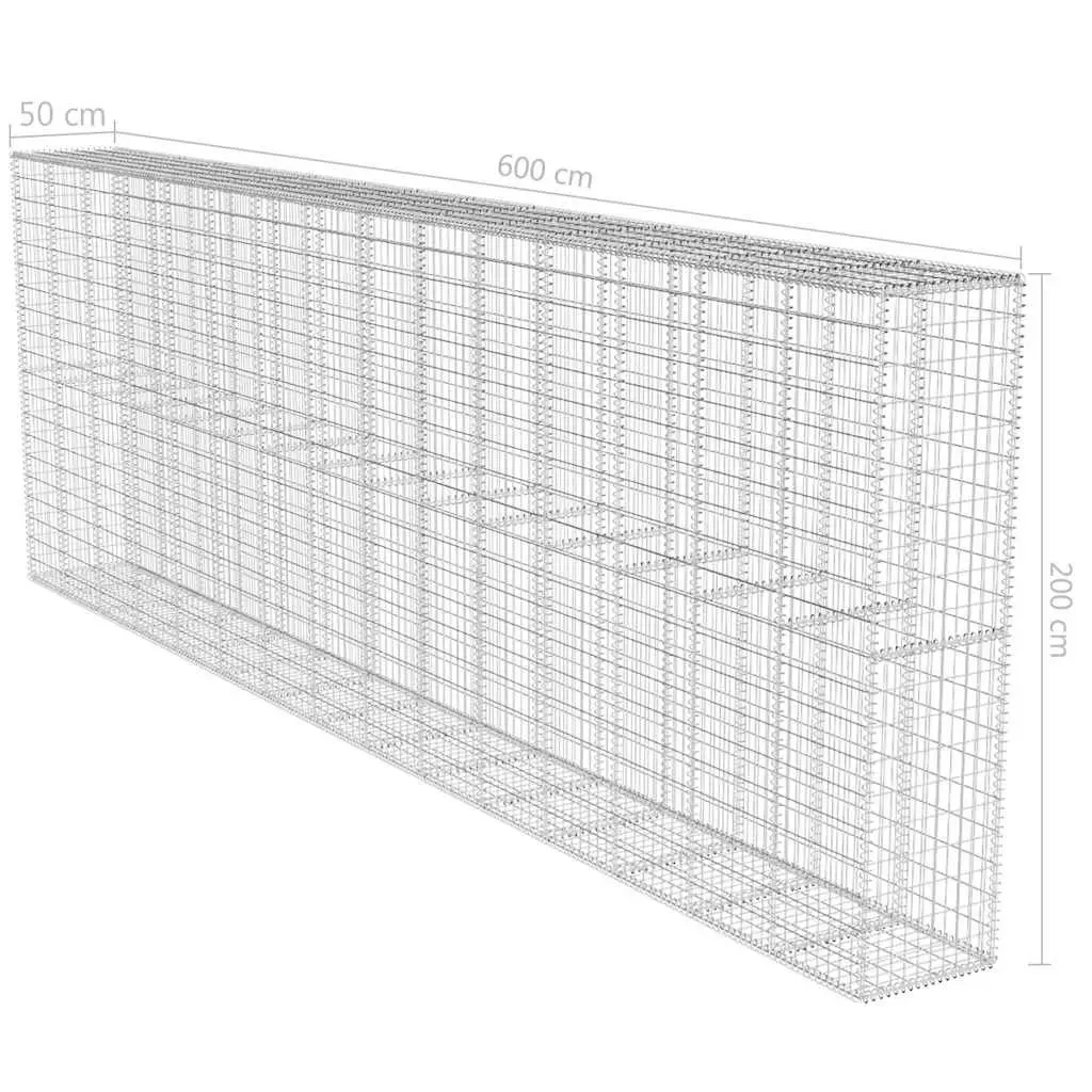 Gabion Wall Panel Silver 6 Metre Galvanised Steel Retaining Fence Barrier