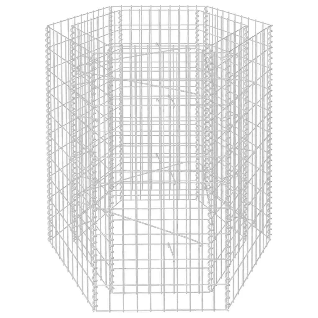 Hexagonal Gabion Raised Bed Garden Planter Silver 100x90x100 cm Welded Steel Mesh Construction